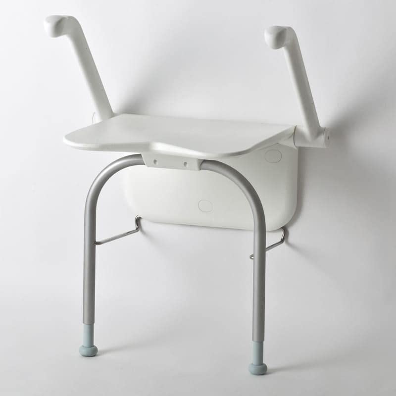 Asiento de Ducha Ergonómico Abatible Plano a Pared con Reposabrazos Relax