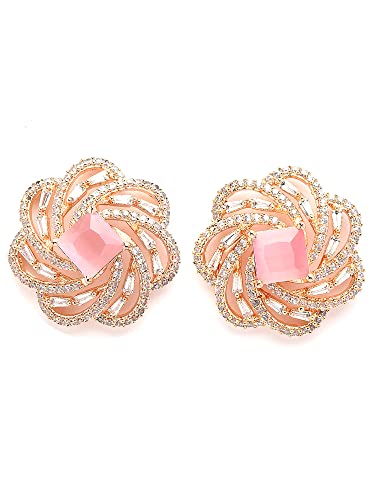 Image of Karatcart Women Green American Diamond Stud Earrings