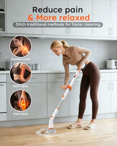 Image of Cordless Electric Spin Scrubber with Smart Display, 1500RPM Powerful Cleaning, 4000mAh Rechargeable Battery, 7 Replaceable Brushes - Ideal for Bathtub, Tile, Floor & Shower