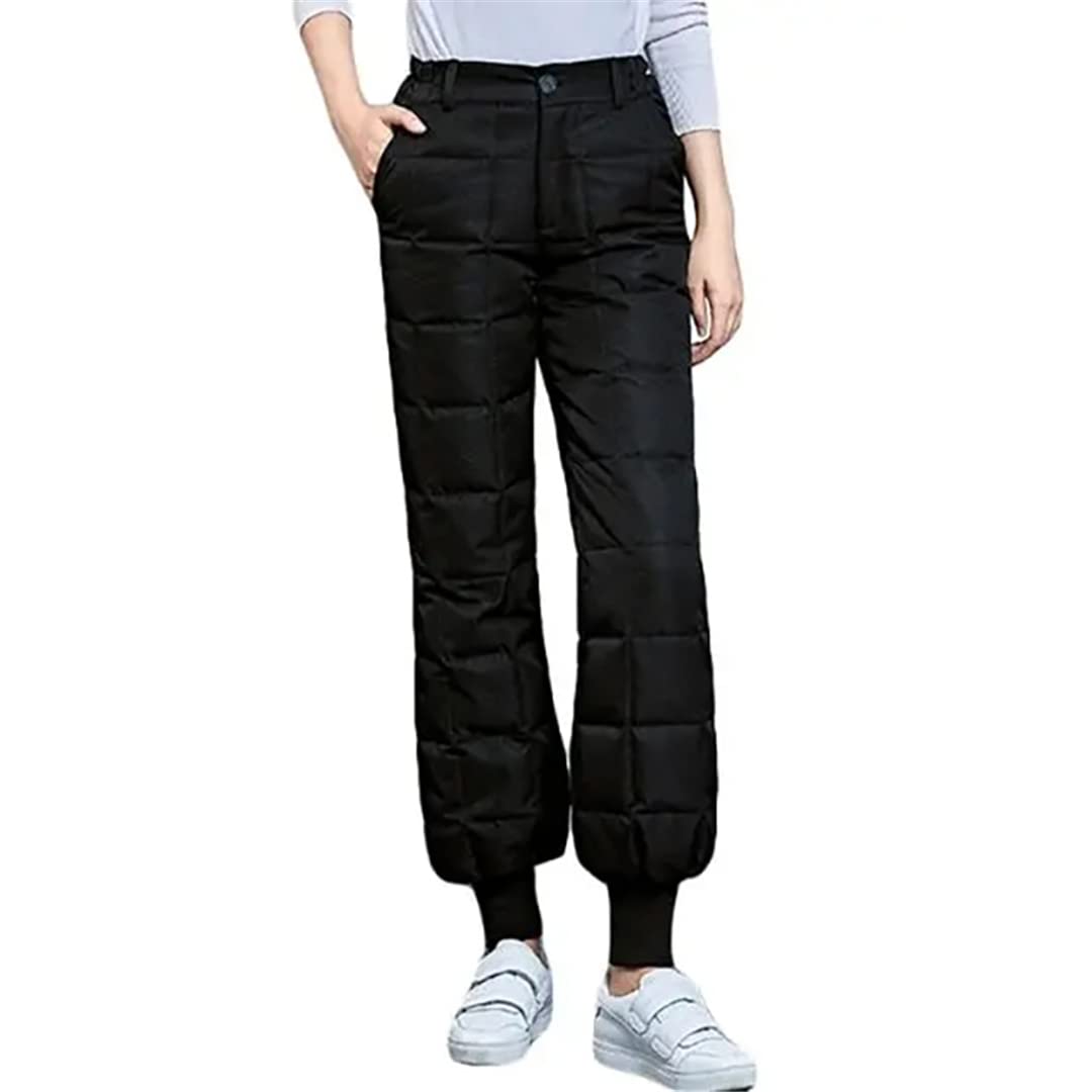 Pantalon en duvet noir pour femme coupe ample en plumes style coréen - 8