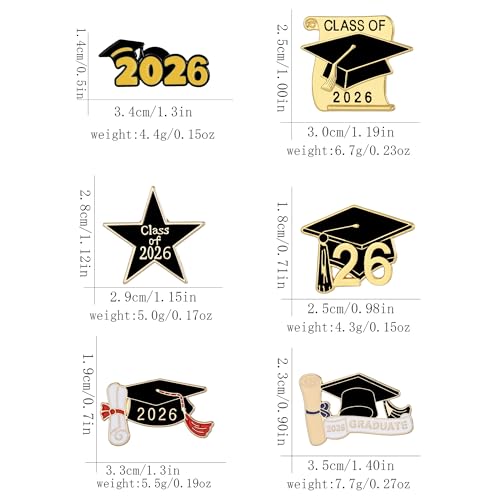 Image of 6 /18 /30 Pack 2026 Graduation Pins - Grad Pins Memorial Keepsake for Graduates, Gifts for Graduates, Class of 2026 Souvenir Pin for High School College Graduate Students, 2026 Lapel Pin