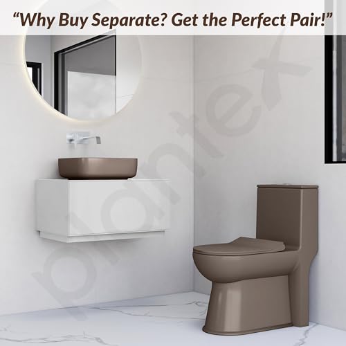 Image of Plantex Ceramic One Piece Commode with Washbasin /Rimless Western Toilet /Bathroom Wash Basin /S Trap Commode for Bathroom - (Choco)