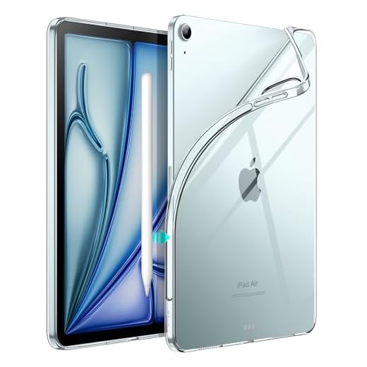 JETech Case for iPad Air 11-Inch M3/M2 (2025/2024), iPad Air 5/4 (10.9-Inch, 2022/2020 Model), Soft TPU Transparent Slim Shockproof Tablet Cover, Support Pencil Pro/2nd Charging (Clear)