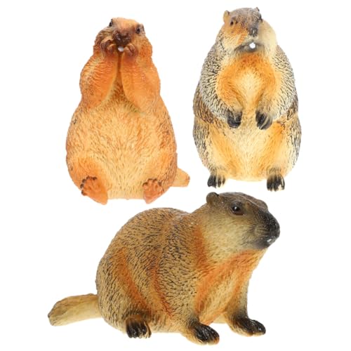 Gatuida 3 pièces Figurines Marmottes Réalistes de Modèles Animaux pour Décoration Maison et Apprentissage Ornements et pour Bureau et Intérieur