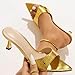 GHIBHNA Women'S Patent Leather Kitten Heel Dress Mule Sandals Sexy Pointed Open Toe One-Strap Slingback Party Dance High Heel Sandals Summer Fashion Business Work High Heels (gold,10)