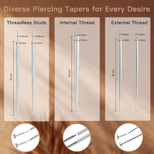 Piercing Taper Ball Grabber Tool for Changing Jewelry - 14G 16G 18G 20G Threadless/Internal thread/External Thread Stainless Steel Flat Back Earrings Insertion Tool for Ear/Nose/Navel/Lip/Eyebrow/Tongue4