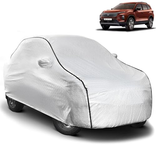 Image of Pivalo Car Cover for Safari New All Model & Years (2021-2025) 100% Waterproof with Mirror Pockets, Triple Stitched Bottom Elastic Dustproof Full Body Protection (Heat & UV Resistant, Silver)