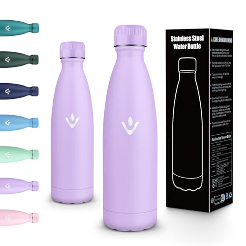 Motswedi Botella Termica 500ml, Doble Aislamiento al vacío, Botella Agua Acero Inoxidable, Termo de Agua para Bebida y Caliente, a Prueba de Fugas para la Escuela, Trabajo, Oficina, Púrpura claro