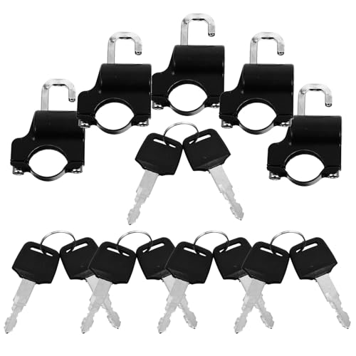 NUOBESTY Set da 5 Lucchetti Antifurto per Casco da Moto Chiave Dispositivo di Sicurezza per Manubri da 22 CM Resistente a Intemperie per Scooter Bici e Veicoli Elettrici
