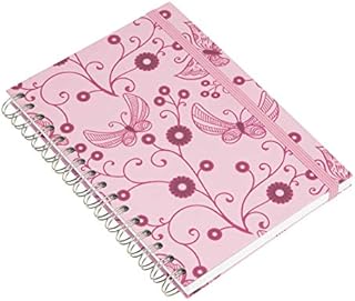Pinal A5 Hard Cover Wirebound Notebook Butterfly Pink Plain
