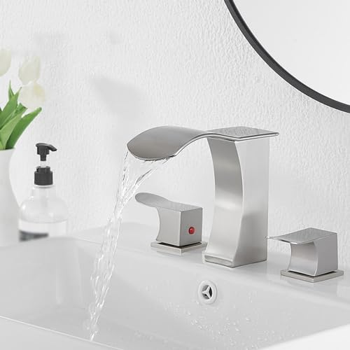 Robinet cascade 2 poignées pour lavabo 3 trous évitant les éclaboussures - 4