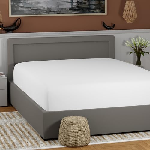 100% Cotton Twin Arctic White Fitted Sheet Only, Back to School College Essentials Mattress Fitted Sheet (39 W x 75 L), Lightweight, Highly Breathable, Cool & Crisp, 17