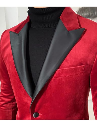 Mens Velvet Blazer Retro Single Breasted Peak Lapel Suit Jacket Formal Casual Party Wedding Performance2