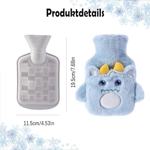 Image of Evona 500ml Heating Bag Hot Water Bag with Plush Cover, Soft Plush Cover Heating Pad for Back Pain Hot Bags for Pain Relief, Period Cramps