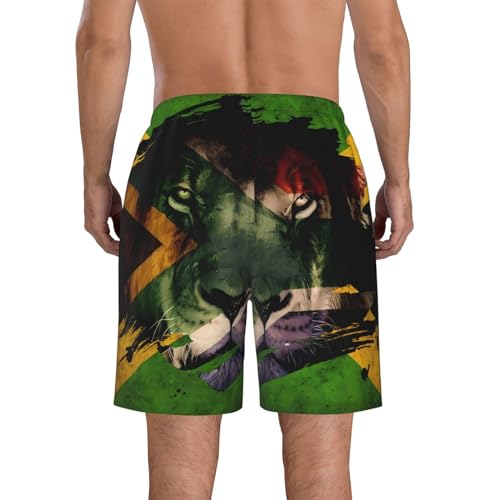 Jamaican Flag Lion Head Men's Quick Dry Swim Trunks Beach Board Shorts Swimming Swimwear3