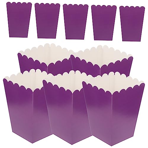 MUCKLILY 50pcs Boxes Popcorn Box Movie Night Party Popcorn Bowl Baking Disposable Holder Cardboard Popcorn Container Cake Container 250g White Cardboard Purple Paper Decorations