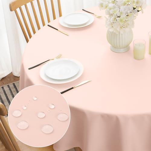 Softalker Printemps Nappe Ronde 140 cm, Anti Tache, Déperlant, Extérieur, Rose, Élégante et Très Facile à Lavable, Idéal pour Tables Moyennes, Repas en...
