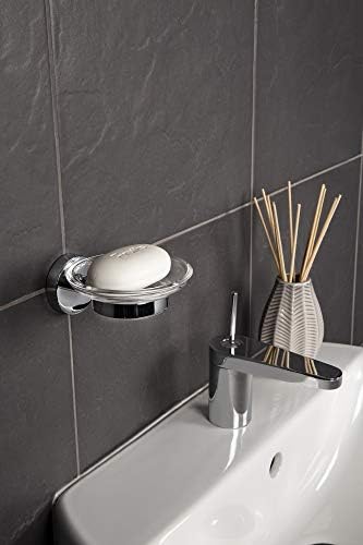 Croydex Pendle Flexi-Fix Soap Dish & Holder, Chrome, Metal, 54 x 108 x 128mm