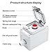 OELFFOW IP67 Button Switch Outdoor Waterproof Box Red Emergency Button with Protective Cover Anti-misoperation Switch(AC/DC 6A-110V/3A-240V/2.5A-380V)