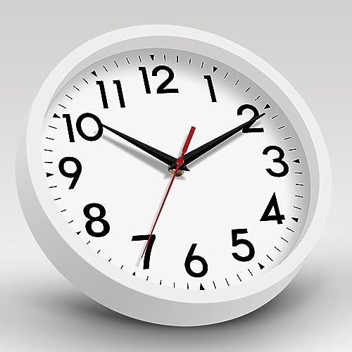 Image of DAXSMY 12 Inch Wall Clock Battery Operated Silent Non Ticking Analog Modern Decorative for Office Kitchen Outdoor Living Room Classroom Bedroom Bathroom School(White)