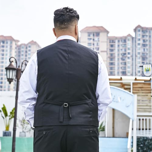Men's Formal Waistcoat, Plus Size Loose Suit Vest Sleeveless V Neck, Business Casual Fat Men Dress for Tuxedos Wedding,9XL,Black2