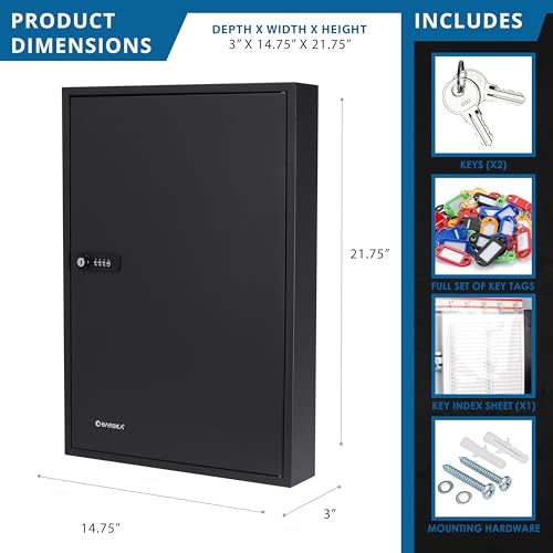 Barska Adjustable Key Cabinet Wall Mount Lock Box With Colorful Key Tag Labels For Key Storage & Organization thumb #5