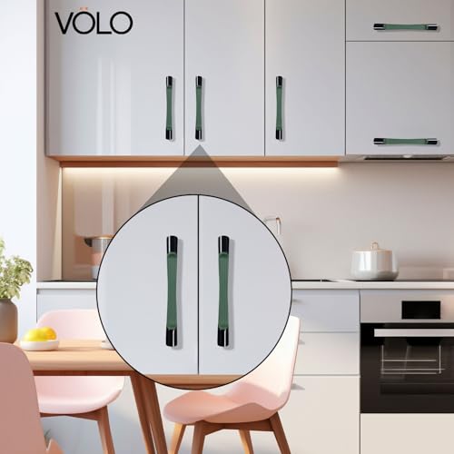 Image of VOLO Wardrobe Cabinet Handle - Sleek Pull Handle for Drawers, Wardrobes, Sliding Doors, and Cabinets in Kitchen, Bedroom, and Office (R-241) (2, Green, 96MM (4 Inch))