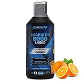 L-Carnitine 6000 Liquid - 1000 ml - Extra hochdosiert mit 6000 mg reinem L-Carnitin pro Tagesportion - Amino Workout Drink - Leckerer Geschmack (Orange Power) - Vegan