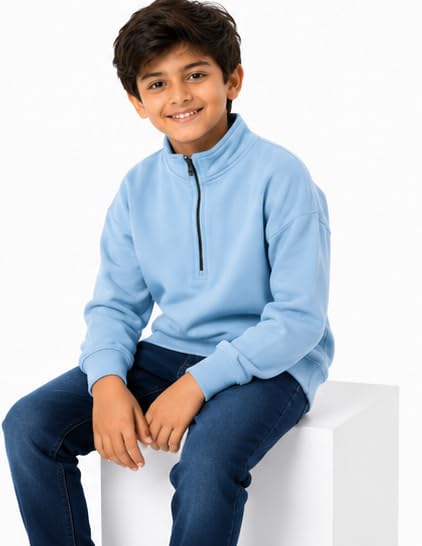 Image of T2F Boys Cotton High Neck Oversized Fit DropShoulder Sweatshirt