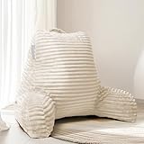 Hearth & Harbor Reading Pillow for Bed Adult – Back Pillow for Sitting in Bed, Standard Bed Pillows for Sitting Up in Bed, Foam Bed Chair Pillow, Linen Bed Rest Pillow