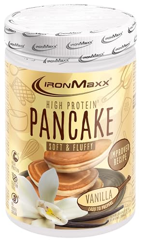 IronMaxx High Protein Pancake Mix, Vanilla 450 g Beutel, proteinreiche Backmischung für Pancakes, einfache Zubereitung und gut für Sportler