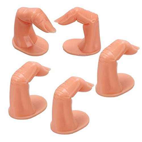 Lalang 5pcs Practice Finger for Acrylic, Gel and Nail Art, False Tips Display Tool (5pcs with nails)