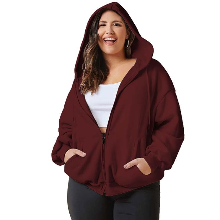 Plus Size Loose FIT Womens Zip UP Hoodie Sizes Till 5XL
