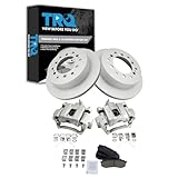 TRQ Rear Brake Pad and Rotor Set Ceramic Vented Coated Rotors Calipers Compatible with 2003-2009 Lexus GX...