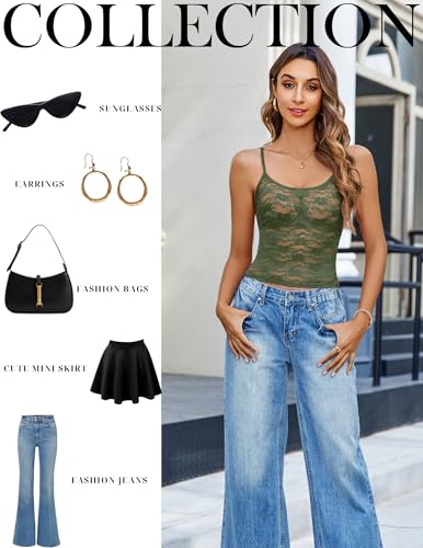Image of Avidlove Bralettes for Women Lace Spaghetti Strap Camisole Y2k Crop Tops Going Out Tank Tops
