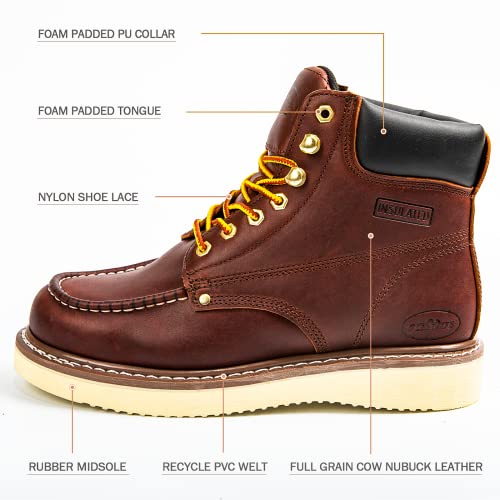Men's Work Boot with Soft Toe - Waterproof & Slip Resistant 6 Inch Safety Boots for Construction,Rubber Sole Lightweight Working Botas2