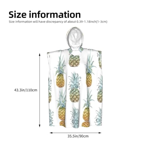 Poncho de surf adulte imprimé ananas en microfibre de qualité supérieure - 4