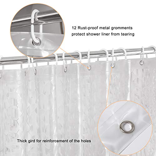 Weltrxe Heavy Duty Eva Shower Curtain Liner With Magnets Waterproof 3D Water Cube Clear Bathroom Shower Curtains, No Chemical Smell, No Odors, 72 X 72 In, 12 Hooks #TOP3
