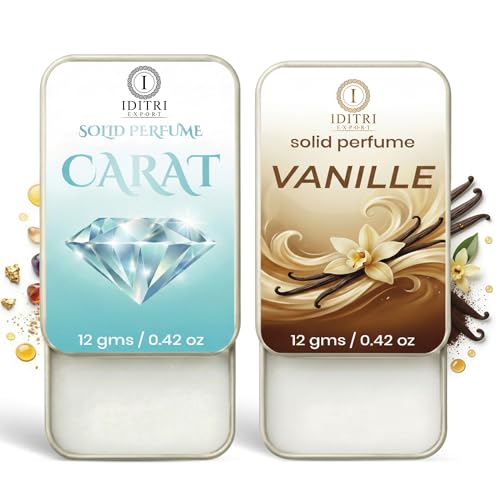 Image of IDITRI EXPORT Solid Perfume |Vanille&Carat Alcohol Free Wax Perfume Balm, Long Lasting | Pocket Tin 12g, Pack Of 2| Non Greasy Smooth Glide, Travel Friendly Men And Women