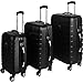 Produktbild Monzana® 3er Kofferset Hartschalenkoffer Reisekofferset Koffer Trolley gummierte Zwillingsrolle ABS-Schale Alu-Teleskopgriff schwarz