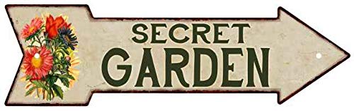 Secret Garden Metal Sign 5x17 Arrow Garden Flowers Gift Shed 205170008015