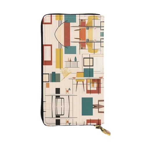Bolso de mano estampado retro de 7.5 x 4.1 pulgadas en cartera de cuero para mujer