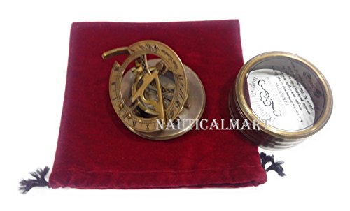 Brass Pocket Sundial Compass - Antique Dollond London ~ Nautical Best Gift miniatura 2