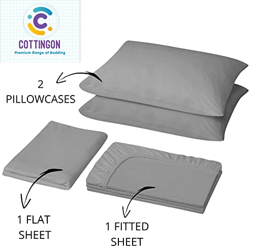 Image of Cottingon Full XL Dorm Bed Sheets 4 Piece Set for College Rooms, Luxury Soft Microfiber Sheets fits 6 to 10 Inches Deep Pocket Mattress, Extra Long Dorm Bedding, 54 inch x 80 inch, Light Grey