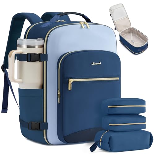 Image of LOVEVOOK 40L Travel Backpack for Women & Men, Airline Approved Carry On Luggage with 3 Packing Cubes, TSA Overnight Bags, Waterproof Personal Item Bag, Weekender Essentials Backpacks fits 17 inch Laptop