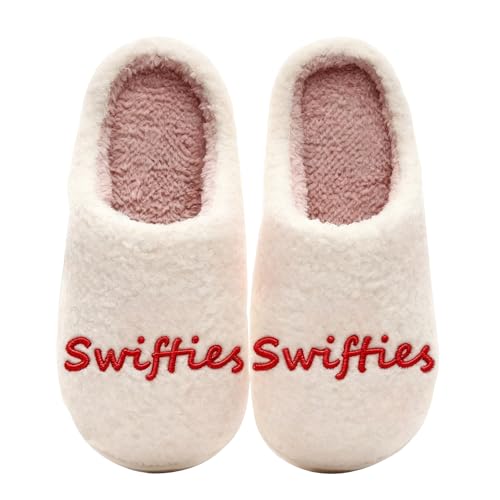 Womens Mens Swifties Slippers Plush Memory Foam Home Slippers Indoor Outdoor House Shoes Red 41-42