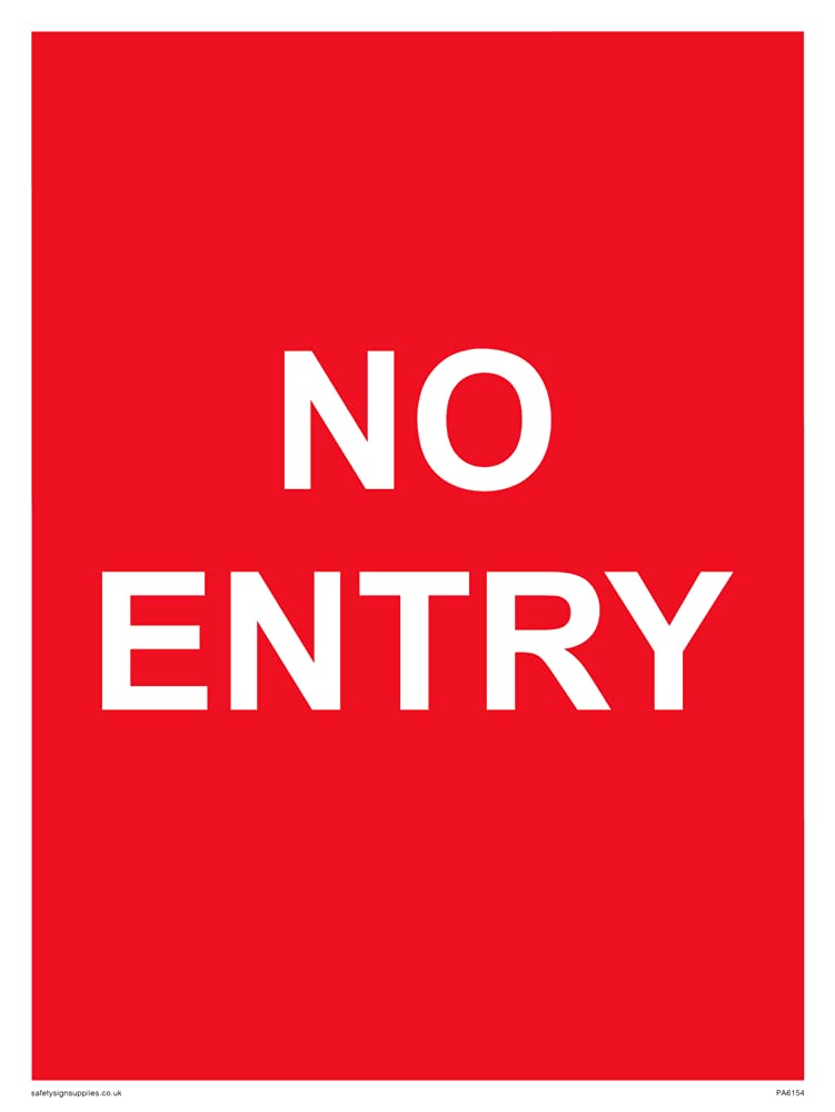 Pack of five - NO ENTRY red background white text Sign - 150x200mm - A5P