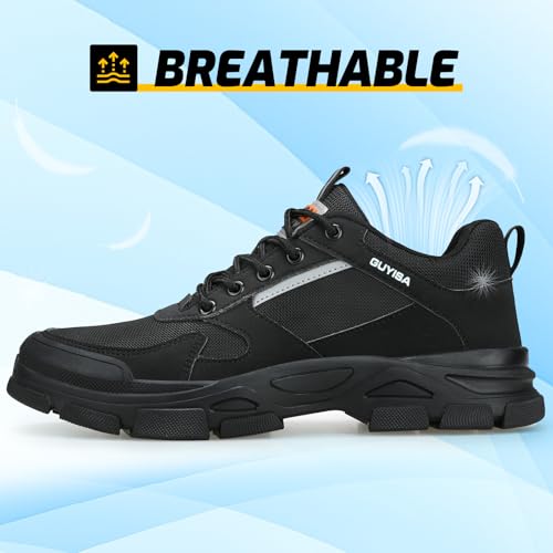 Image of Steel Toe Shoes for Men,Lightweight Non Slip Work Shoes for Men,Indestructible Steel Toe Boots,Industry Construction Safety Work Boots.