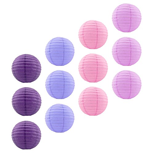 8 Inch 12 Pack Party Decoration 4 Colors Paper Lanterns for Wedding or Birthday