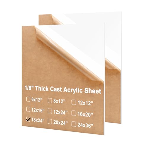 Image of KINLINK 18x24 Plexiglass Sheets 1 /8 inch Thick - 3mm White Cast Acrylic Sheet, Plastic Board Polycarbonate Sheet for DIY Project, Craft, Table Top, Acrylic Sign and Wedding Invitation 2 Pack